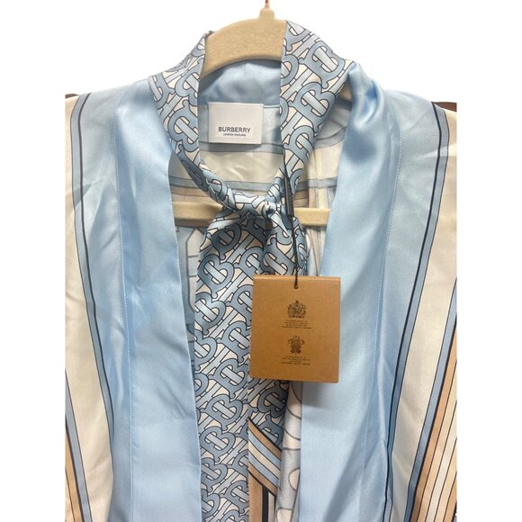 Burberry NWT TB & Stripe 100% Silk Logo Cape with Scarf - Picture 3 of 9